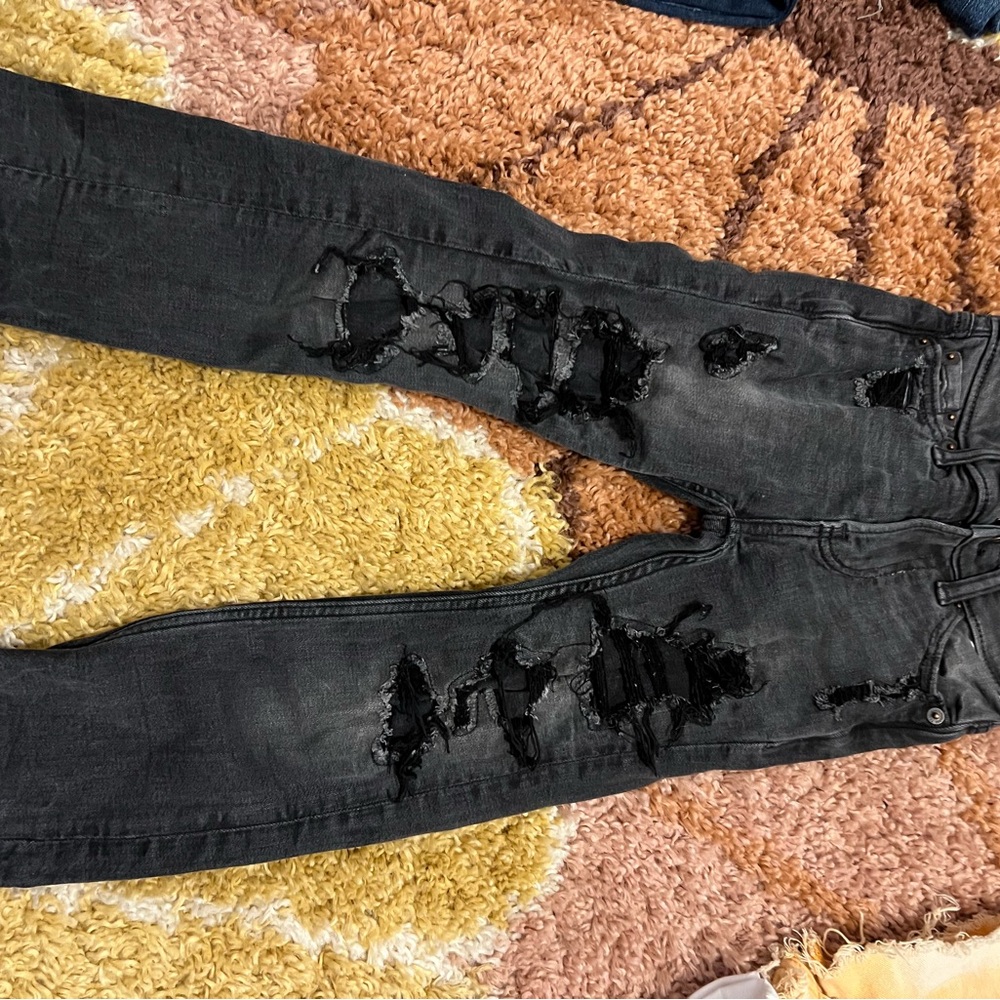 abercrombie kids Black Distressed Skinny Jeans